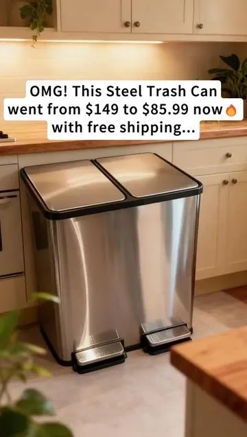 Tired of messy, overflowing trash cans? This Dual Compartment Stainless Steel Trash Can is the ultimate solution for modern homes andoffices. With its sleek design and large 16-gallon capacity,it keeps your space clean and clutter-free while making recycling effortless. Theseparate compartments help you sort waste instantly, the step pedals mean no more touching dirty lids, and the fingerprint-proof finishkeeps it spotless and elegant at all times. Key Features✨: 2-in-1 design: trash & recycling made easy Hands-free step pedals for hygiene Durable stainless steel with modern finish Fingerprint-proof surface stays clean Perfect for kitchens, offices, and families#stainlesssteel #garbagecan #neutralaesthetic #neutralhomedecor #renterfriendly #SmartHomeEssentials #TrashCanUpgrade #trashcan #TikTokShopFallDealsForYou