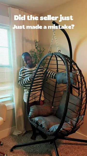 I can’t believe I bought this Under $100! Go grab yours before the seller change the price #hangingeggchair #eggchair #beautifulchair 