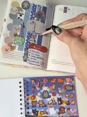 sticker books for cat & dog lovers! Here’s the cat version 🐱 🐈 🐈‍⬛  #stickerbook #journaling #stickers #cats #scrapbook 