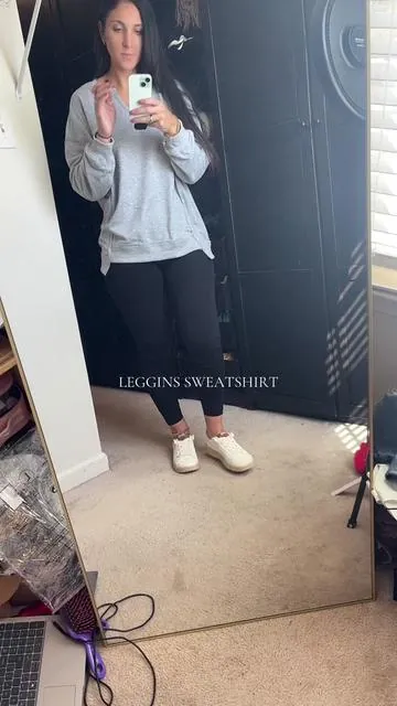 This one is CAAAUTE #sweatshirt #leggingsoutfit #fallfashion #womenstops 