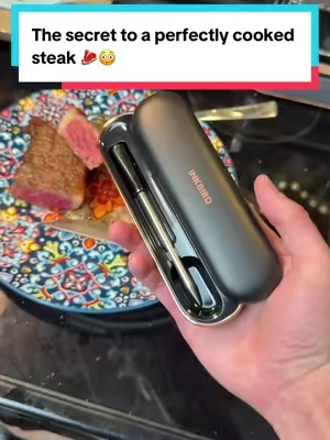 Replying to @king.losoo this is how you gotta cook a steak 🥩  #meatthermometer #wirelessmeatthermometer #inkbird #CookingHacks #cooking 