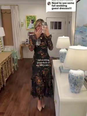 Replying to @cece it's giving alll of the practical magic vibes!😍 SO perfect for the holidays too!! Wearing size M and I'm 5'9! #fallfashion #weddingguestdress #affordablefashion #fallwedding #boujeeonabudget 