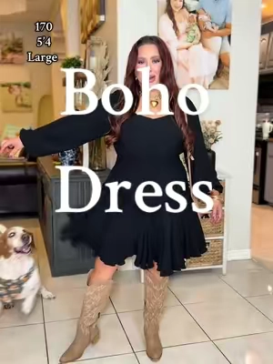 This boho dress feel like it was made for the midsize girls! #dress #falldress #bohodress #falloutfits #midsizedress
