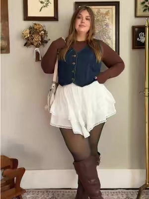 I love love love me a good flirty skirt and this one is FLIRTY 🤭🥰😘 Wearing the xl and it’s perfect (im a 14/16 5’4) #skirtoutfits #fallfashion #curvyfashion #midsizefashion #falloutfitinspo 