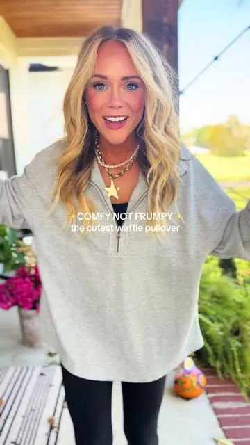 Love the oversized fit ✨☁️🫶🏼🖤 #wafflepullover #waffleshirt #waffle #pullover #quarterzip #fallfits #sweaterweather #fallfit #momfashion #momlife #ootd #fallfashion #outfitoftheday #sahm #comfyclothes #cozy #athleisure #athleisurestyle #millenials #tiktokshopcreatorpicks #tiktokshoplabordaysale #fallfreshness #TTScategoryAmbassador 