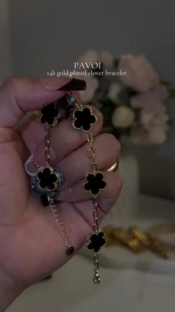 Black & gold 😻✨> #goldplatedjewelry #braceletstack #tarnishfreejewelry #pavoi #tiktokshopblackfriday 