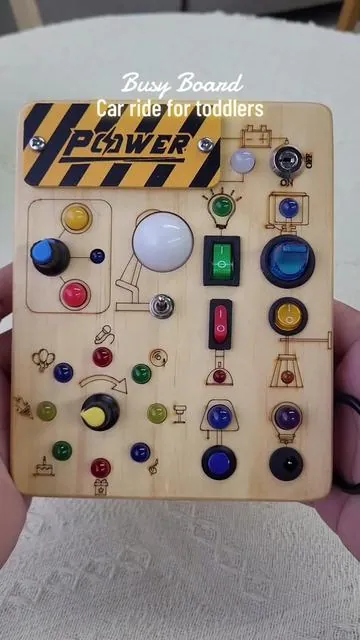 Light up Learning: perfect to entertain little ones in the car! The switches and lights makes this a perfect gift for toddler#ledlight #busyboard #montessori #joyrealtoys 