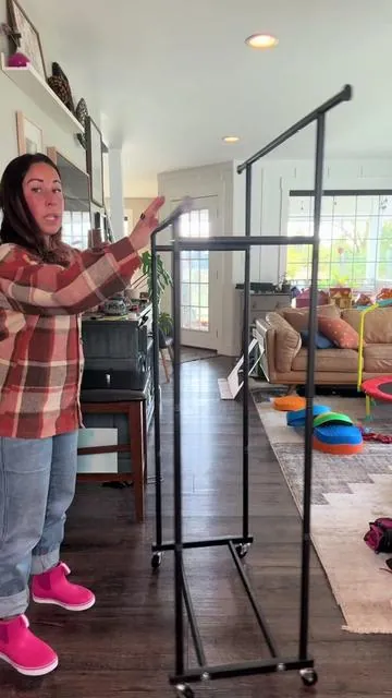Hanging clothing Rack with basket. Check price at the link prices can vary. Price valid when I purchased it. #hangingclothesrack #clothesrack #rollingclothesrack 