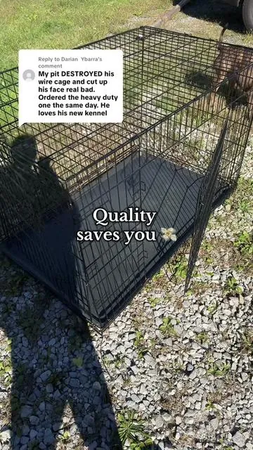 Replying to @Darian  Ybarra I wish we had just got the heavy duty dog cage from the start #dogmom #cratetraining #tiktokshopcreatorpicks #tiktokshopblackfriday #pitbull 