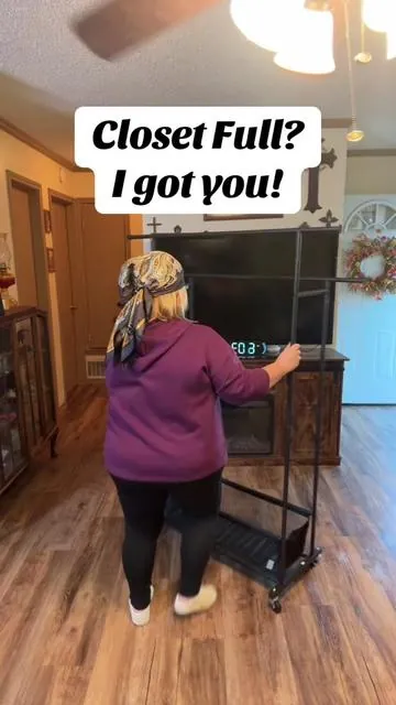 Perfect size Clothing rack to fit in a corner and looks like actual furniture! #clothingrack #closetcleanout #organizedhome #tiktokshopblackfriday #tiktokshopcybermonday 
