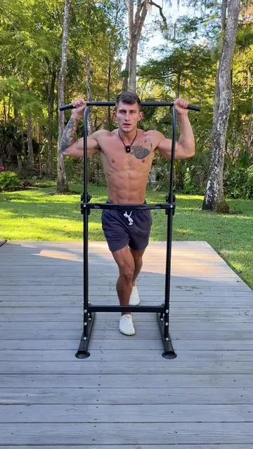This tower is great for any height! Most affordable way to do pull ups, dips, rows, leg raises, and more at home. Keep it outdoors or inside. Build muscle and get in amazing shape. The link is in the bottom left corner of the video! #pullups #dips #garagegym #bodyweighttraining #homeworkout