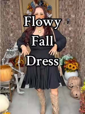 Replying to @Brittney Lerma this flowy dress is perfect for fall! Midsize girlies, this dress is size 12 approved! Covers all my insecurities! #dress #falldress #flowydress #midsizedress #tiktokshopcreatorpicks 