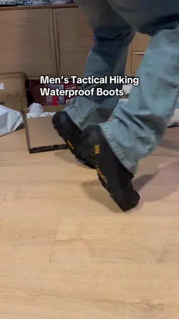 Men’s tactical hiking waterproof work boot that is also feels like a sneaker with arch support and memory foam on the inside and a wide toe box! #HikingBoot # #TacticalBoot ##WaterproofBoot ##MilitaryBoot #WorkBoot #menshikingboots 