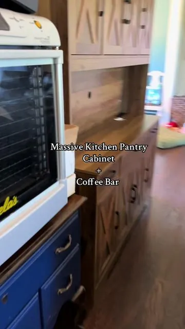 Omg the amount of storage space is incredible!! #kitchenpantry #buffetcabinet #coffeebar #tiktokshopblackfriday #tiktokshopcybermonday 