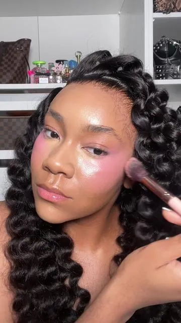 me and pink blush 🤝🏾  Cream blush palette @🇬🇧MADEBYMITCHELL🇬🇧  @YSL Beauty make me blush 24hr buildable powder blush  @Diorbeauty rosy glow powder blush  #blushtutorial #pinkblushonblackskin #blackgirlmakeuptutorial  #blushhack #blushblindness 
