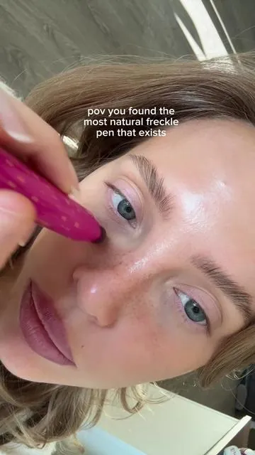 I am OBSESSED! The stamp doesn’t have to be dipped into ink AND the cluster has different sized dots for a more natural look! #fauxfreckles 