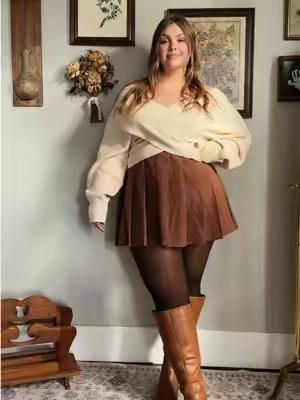 Obsessed with this versatile cross wrap sweater from @btfbm_shop. You can wear it so many different ways. And it’s just so soft and comfortable and looks so cute 😍  Wearing the xl in apricot and there is plenty of room and stretch. (I’m a 14/16)  #sweaterseason #fallfashion #curvyfashion #winterfashion #midsizefashion 