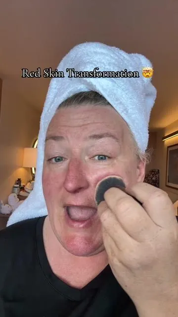 Mind blown at this transformation.  Lightweight and amazing coverage that doesn’t settle in the fine lines. Makeup for Red Skin.
