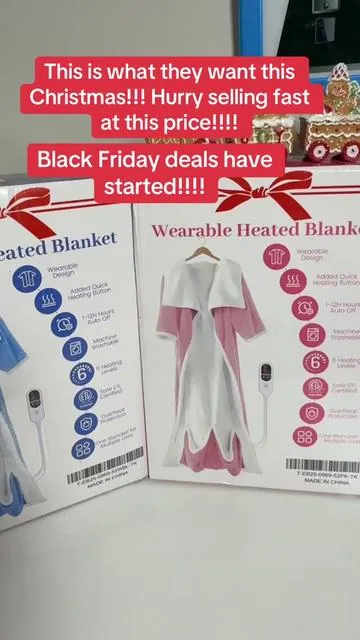The wearable heated blanket is what everyone’s wanting this Christmas season and right now they’re over 70% off and selling fast one-size-fits-all get your loved ones this while we still have them in stock because they’re selling fast #gifts #blackfriday #wearableblanket #tiktokshopblackfriday #tiktokshopcybermonday 