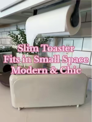 Slim toaster so that it can fit into those smaller spaces and not take up so much room on your countertop! #toaster #toasters #kitchen #kitchenhacks #kitchenappliance 