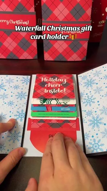 These DIY Christmas gift card waterfall cards are the perfect way to give someone everything they need this upcoming year! #christmasgiftcardbook #christmasgiftcardbook #christmasgiftideas #tiktokshopblackfriday #tiktokshopcybermonday 