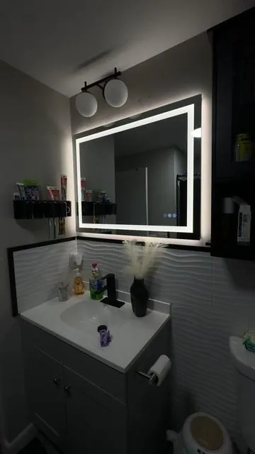 Yes I got my dream mirror & thank you to man for installing this for me 😩 #ledmirror #ledbathroommirror #tiktokfinds #blackfridaydeals 
