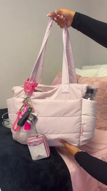 the most perfect pink: waterproof, so much space & on sale NOW 💖 #workbag #schoolbag #college #pink #pinkaesthetic #totebag #tiktokshop 
