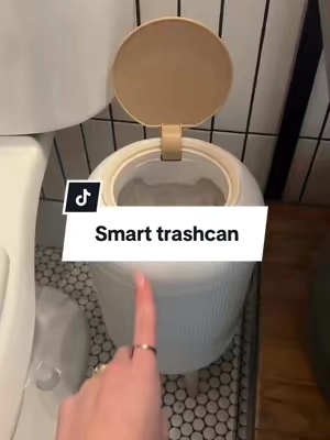 Motion sensor trash can #trashcan #motionsensor #bathroomtrashcan #bathroomdecor 