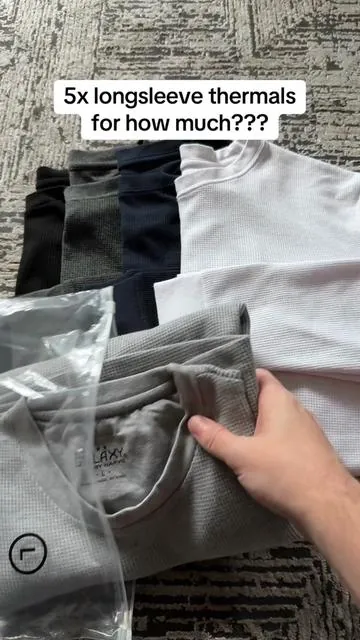 5 pack of longsleeve waffle thermal shirts for $37 and free shipping #tiktokshop #tiktokshopcreatorpicks #tiktokshopblackfriday #longsleeve #thermal 