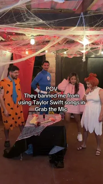 They banned ME! from Taylor Swift songs during Grab the Mic because they knew I’d win 😂🎶 Get the game for your next hangout! #grabthemic #gamenightwithfriends #gamenight #partygames 