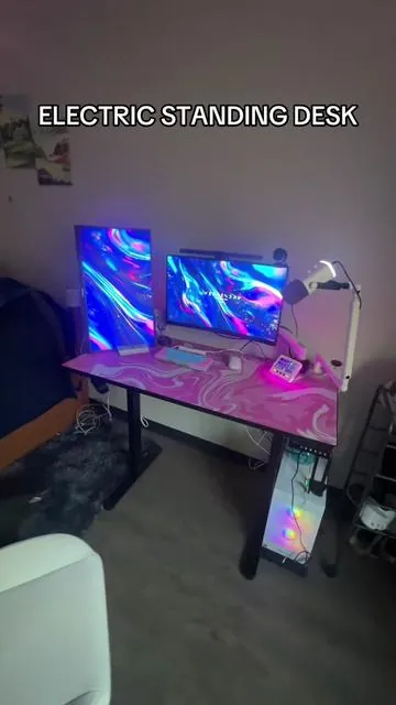 This desk actually so nice!! #gamingsetup #standingdesk #electricdesk #ad 