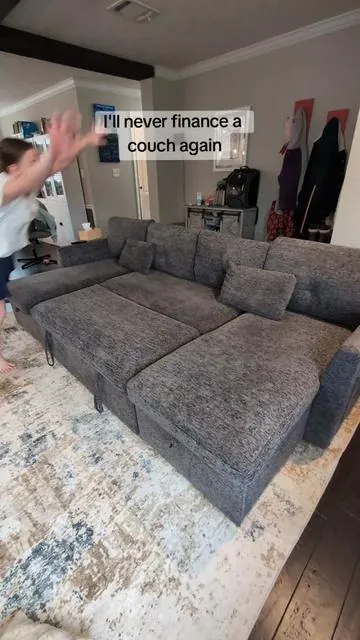 The perfect u shaped sectional pulls out to a bed and has storage under the chaises. #couch #sectional #tiktokshopblackfriday #tiktokshopcreatorpicks 