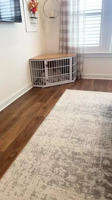 This is the most beautiful corner dog crate ever!  It’s just like a piece of furniture that you could even use as an end table!  It’s on sale right now, so grab it while you can!  #dogbed #dogcrate #dogs #tiktokshopblackfriday 
