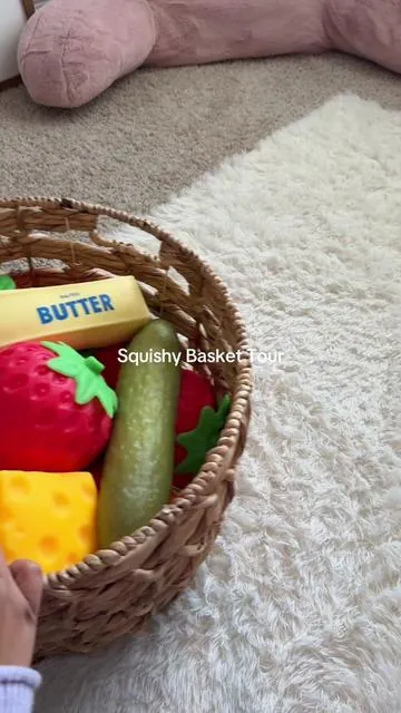 Aggressive squishy basket tour ft. my new TikTok Shop finds🍓🧀🧈🥒#fidgettoys #stressreliever #squishy #butter #satisfying 