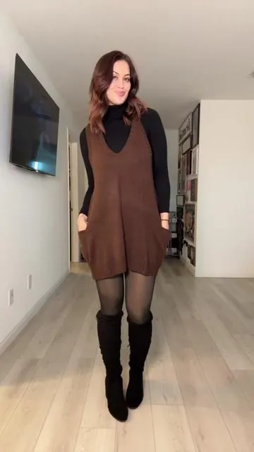 She’s not lucky she works hard just  #sweaterdress #sweatervest #falloutfits