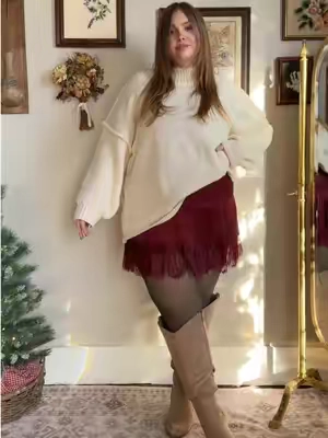 This little lace slip skirt is the best thing ever! Wear it with oversized sweaters, dresses that aren’t quite long enough, or even wear it as a regular skirt. It’s sooo versatile and pretty 😍 Wearing the xl #winterfashion #curvyfashion #midsizefashion #styleinspo #slipskirt 