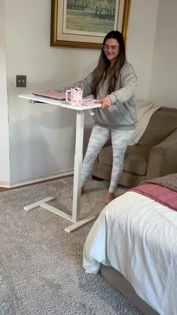 If you work from home, this adjustable sit to stand desk is a must have & its on sale today! ✨ This height adjustable standing desk tilts to get your perfect angle, has a built in tray to secure your laptop or tablet, & has hidden caster wheels for easy movement. Whether you're getting work done or just using it to eat breakfast in bed, this standing desk is so freaking convenient. On sale today only - tap the orange cart to grab the deal! 💫 #standingdesk #tiktokshopcreatorpicks #tiktokshopblackfriday #tiktokshopcybermonday #tiktokshopholidayhaul 