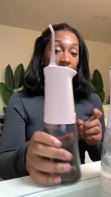 Make sure you have a water flosser that you can clean properly or it will harbor mold and bacteria. The Gurunanda water flosser I have has as a UV disinfection light to kill bacteria which is so convenient to have!! #waterflosser #waterflossing #oralhygiene #badbreath #oralhealth 