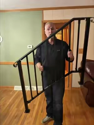 Heavy Duty 4 to 5 Step Outdoor Handrail Black Steel Safety Upgrade #OutdoorHandrail #StairSafetyRail #HeavyDutyHandrail #TikTokShopCreatorPicks #TikTokShopBlackFriday @HECASA 
