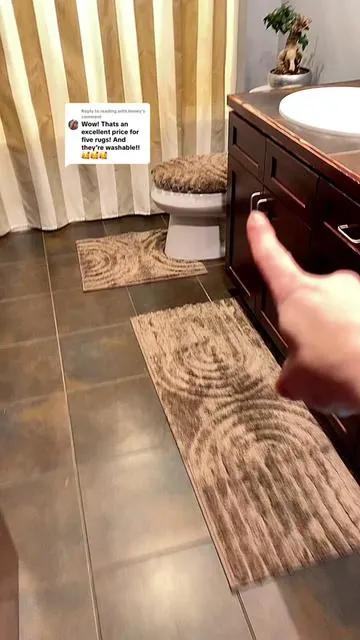 Replying to @reading.with.honey This 5-piece washable bathroom rug set from HEBE is a soft, absorbent microfiber dream. It includes a bath runner, U-shaped toilet rug, toilet lid cover, and two plush mats — all non-slip and machine washable. Perfect for making any bathroom feel fresh and coordinated. Prices are subject to change. Results may vary. @HEBE #TikTokShopCreatorPicks #BathroomRug #WashableRugs 