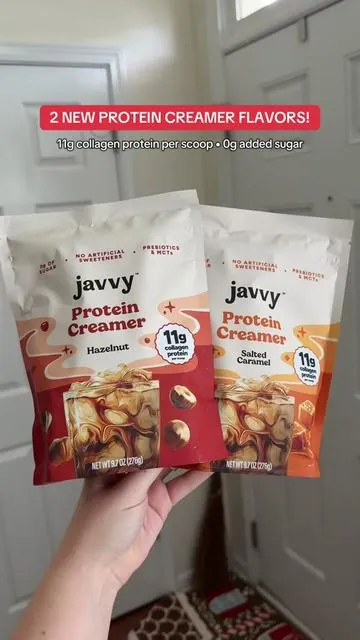 Javvy coffee just launched 2 new flavors of their protein creamer! Hazelnut and salted caramel!! @Javvy Coffee #tiktokshopcreatorpicks #tiktokshopcybermonday  Javvy protein creamer Javvy coffee protein creamer