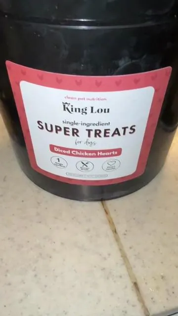 @King Lou diced chicken heart bucket are Castiel’s favorite treat, mine too since they are single ingredient and have no added chemicals or preservatives! #tiktokshopholidayhaul #dogchews #dogtok #dogtreat #dogenrichment 