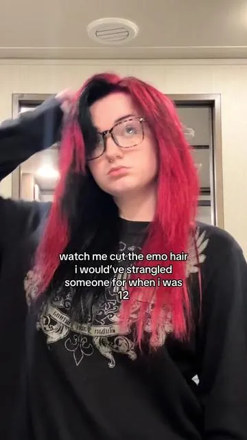 this was 33 minutes of footage cut down into 2 mins btw. #emohair #scenehair #cuttinghairathome #althair #tiktokshop 