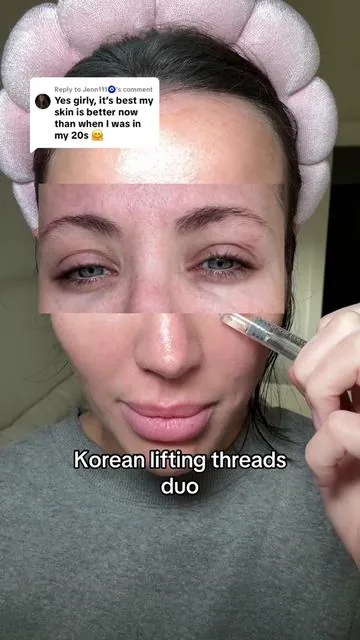 Replying to @Jenn111🧿 no lasers. No treaments. Two words… Korean skincare 👏🏼👏🏼  #sungboon #liftingthreads #volufiline #facelift #koreanskincare 