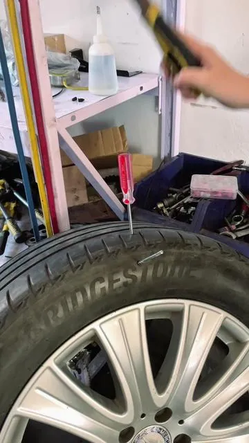 Flat tire? Don't get stranded.	These self-sealing rubber	 nails plug punctures fast without removing the tire. Works on cars, motorcycles, trucks & even tractors. A quick fix every driver needs to carry. #CarRepairHack #TireRepair #DIYCarCare#RoadsideEssentials