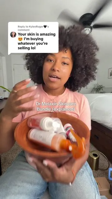 Replying to @KyleeRuger🖤 LOL why thank you! 90% of my skincare is Dr melaxin! #drmelaxin #skincarebundle #skincareroutine #tiktokshopcreatorpicks #holidayhaul @Dr Melaxin Official 
