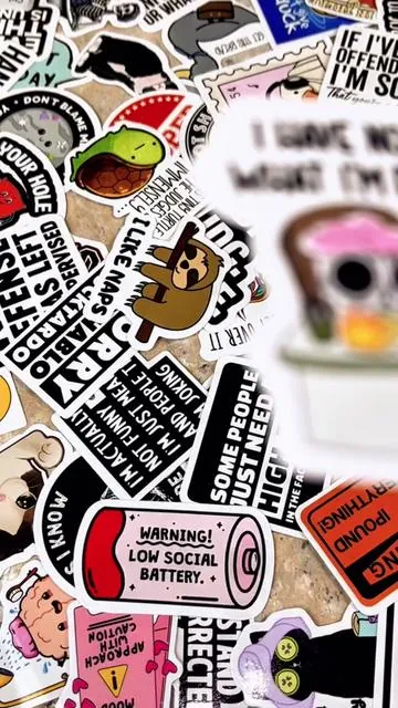 130 funny vinyl waterproof stickers in one pack for your water bottle or hard hat or laptop or ya know whatever #funnystickers #vinylstickers #stickers #christmasgiftideas  #tiktokshop 
