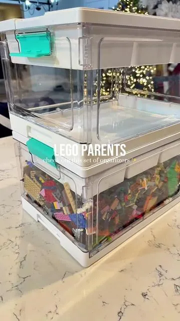 A set of 2 organizers for any little pieces you want to get sorted and organized. Love these for organizing and storing Lego tho since they can use the top as a building surface. These would be great for organizing craft supplies too! Just OBSESSED with these organizers, they are so pretty and functional! #organizewithme #tiktokshopcreatorpicks #newyear #legoorganization #storagebins  Organizing products Clear bins Organizing bins Organize 