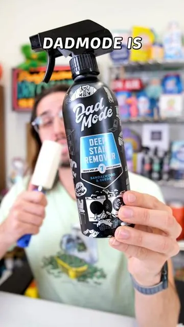 DadMode is one of the best enzymatic all purpose stain removers you can buy thanks to its 7 enzyme blend! It tackles grease, tomato sauce, chocolate, dirt, and all other nasty stains easily.  #laundry #cleantok #LaundryTips  