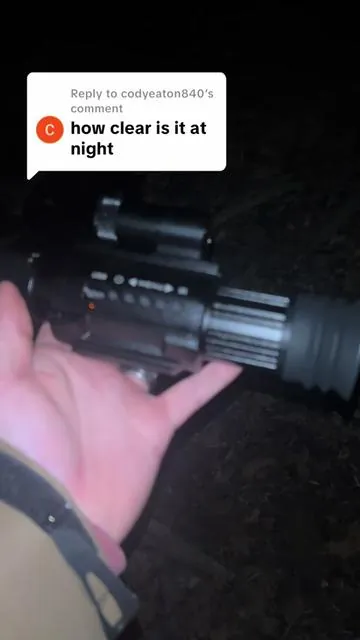 Replying to @codyeaton840 i think pretty good, i had the ir light turned on for this video. i’ll try to get another one made for like long distance out in the country  #tactical #nvg #tacticool #christmas #hunting  ————— disclaimer. this device is not attached to anything and is in my hand for all portions if the video. filmed appropriately and safely. 